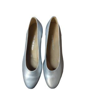 Vintage 80s 90s Silver Leather The Tog Shop Flats Shoes size 7
